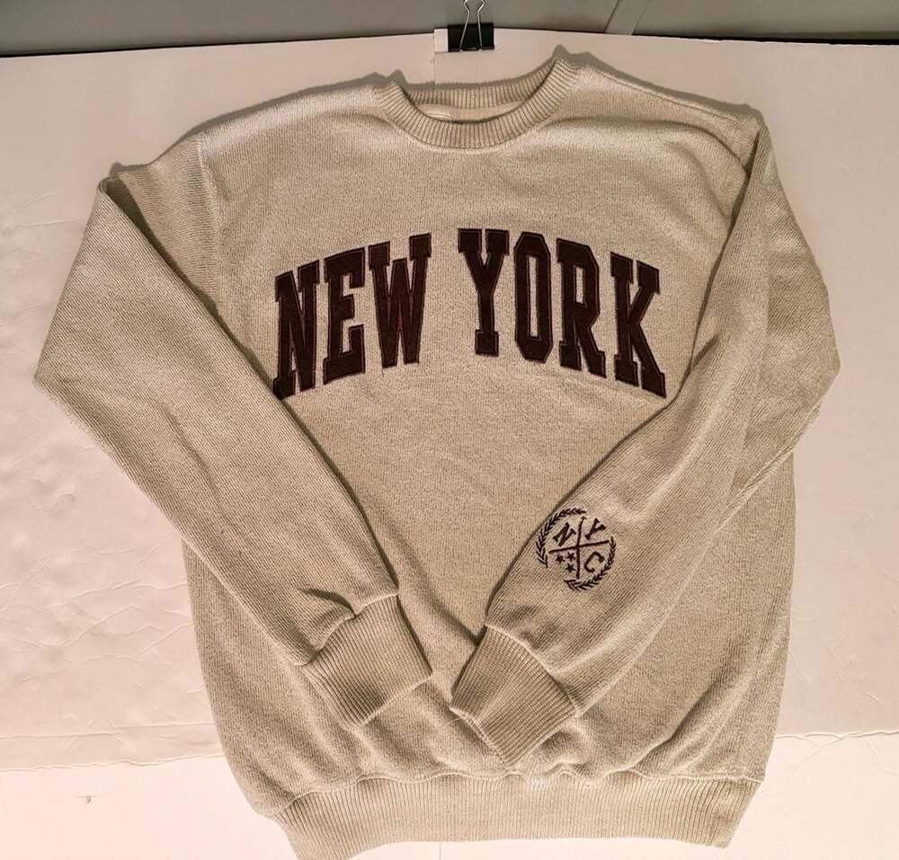 New York Popular Cream and Brown Knit Sweatshirt Size M